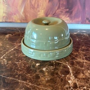 Longaberger Green Ceramic Butter Dish